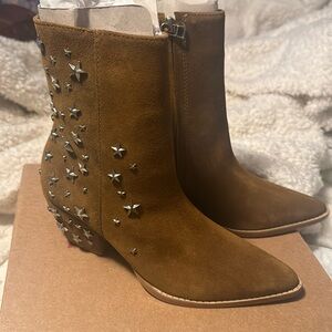 Matisse Caty Star Studded Suede Leather Limited Edition Women Cowboy Boots-Fawn